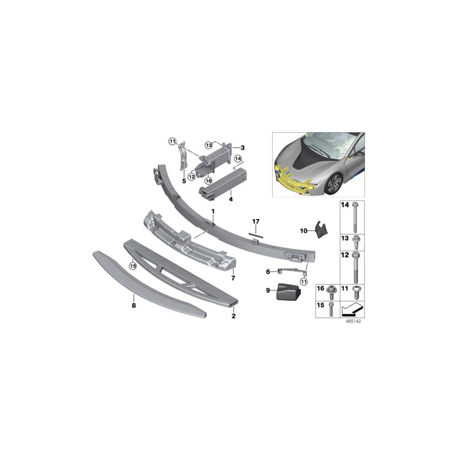 Genuine BMW 51117362111 I15 Support, Bumper, Front Left (Inc. i8)