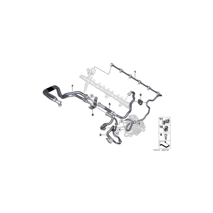 Genuine BMW 13538575462 G30 G31 G01 Fuel Return Line (Inc. 520d ed, X4 20dX & 520dX)