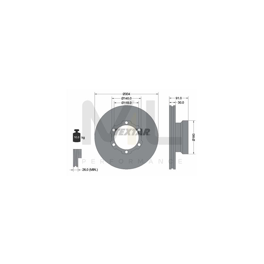 TEXTAR 93087400 Brake Disc Internally Vented, without wheel hub, without wheel studs  - 1 piece