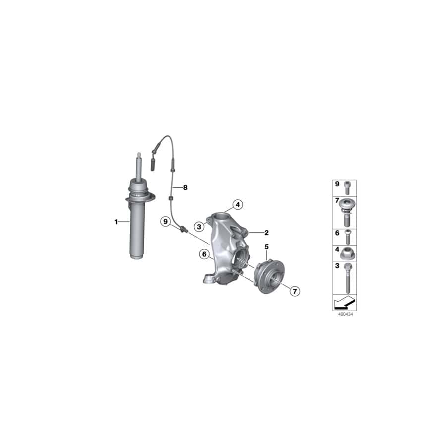 Genuine BMW 31316880947 F22 F20 F21 Left Front Spring Strut (Inc. M135iX, M240iX & M235iX)