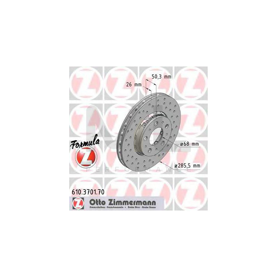 ZIMMERMANN FORMULA Z COAT Z 610.3701.70 Brake Disc Perforated, Vented  - 1 piece