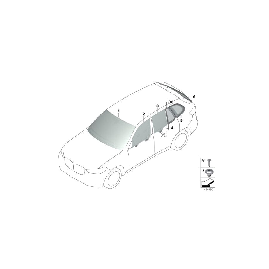 Genuine BMW 51357430935 G05 Side Window, Door, Left Rear (Inc. X5)