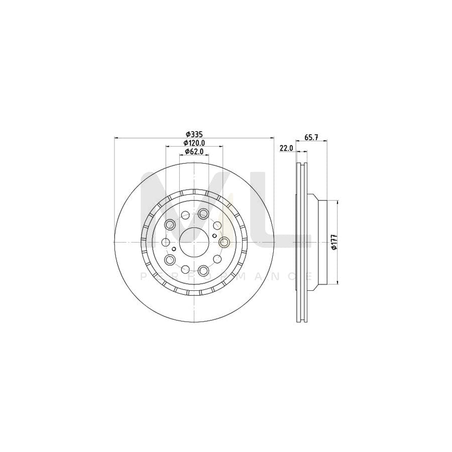 HELLA PRO 8DD 355 116-931 Brake Disc for LEXUS LS IV (XF40) Externally Vented, Coated, without wheel hub, without wheel studs | ML Performance Car Parts