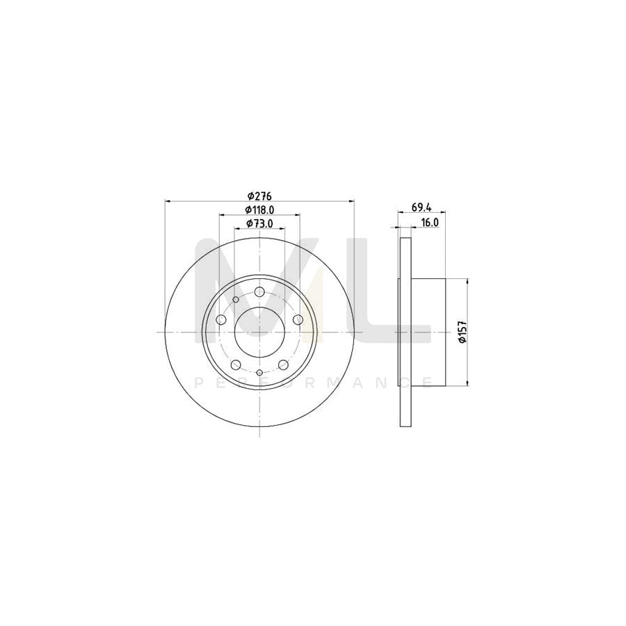 HELLA 8DD 355 107-411 Brake Disc for IVECO Daily Solid, without wheel hub, without wheel studs | ML Performance Car Parts