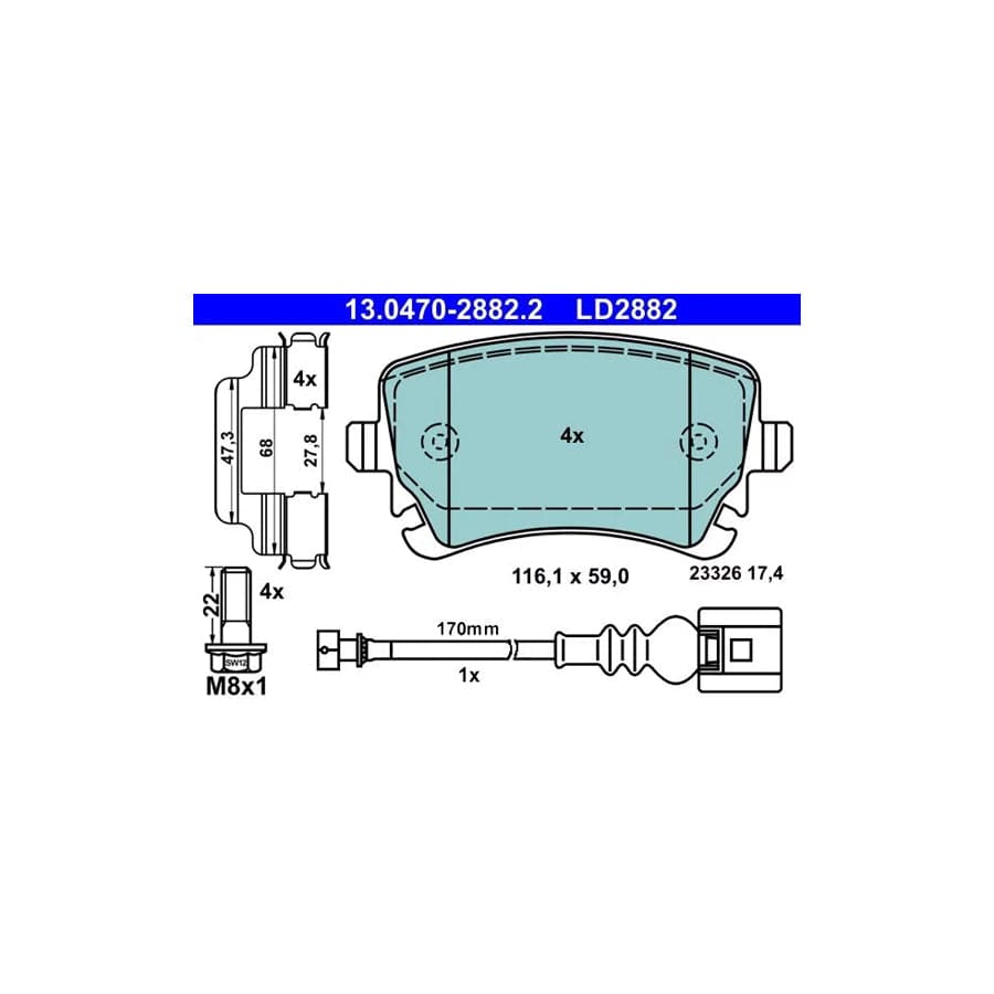 ATE 13.0470-2882.2 Brake Pad Set