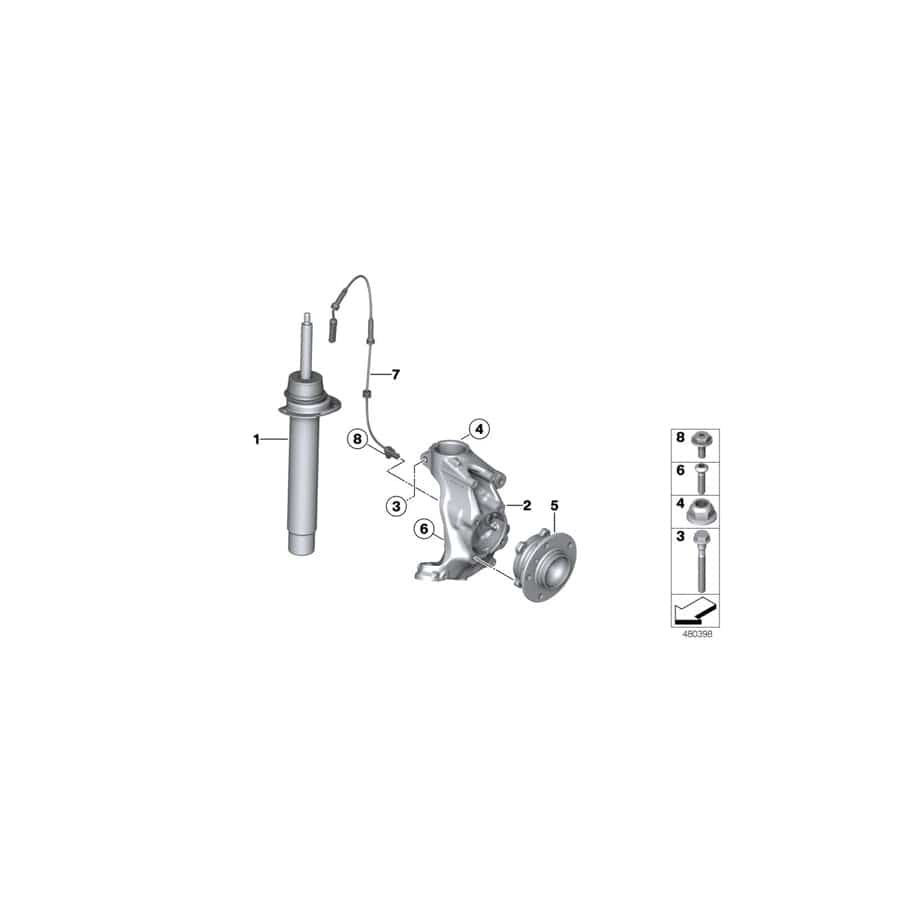 Genuine BMW 31316873763 F33 Spring Strut, Front (Inc. 440i, 430d & 435i)