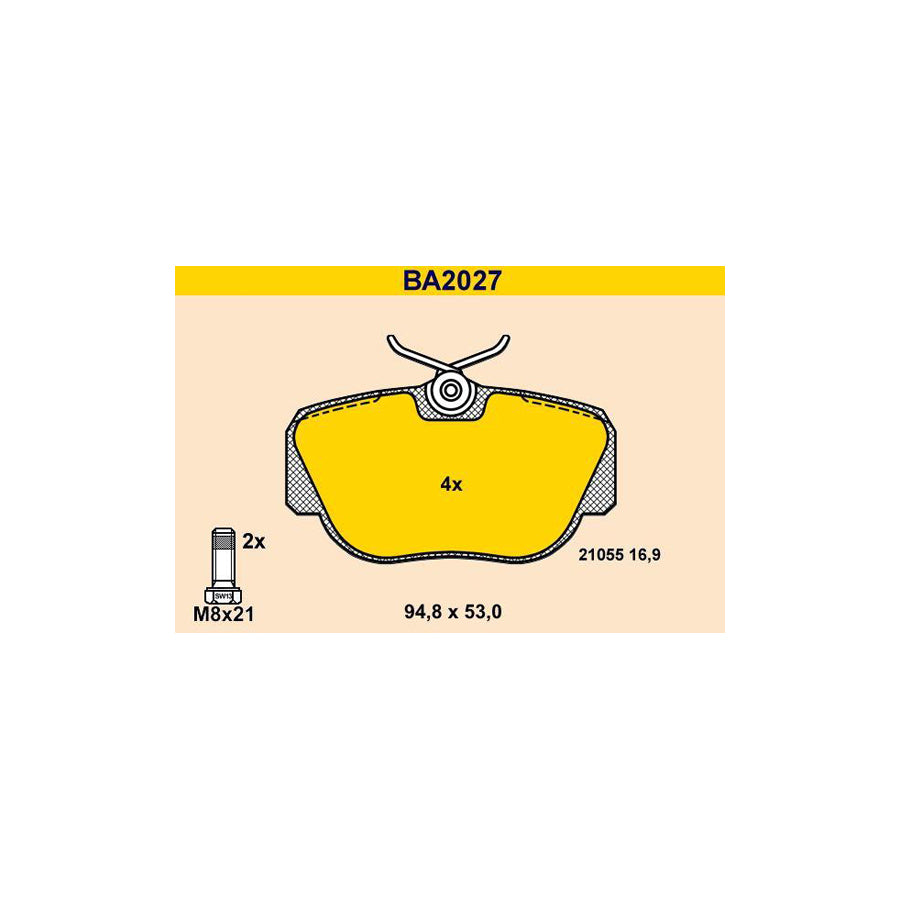 Barum Ba2027 Brake Pad Set Suitable for Mercedes-Benz 190 (W201)