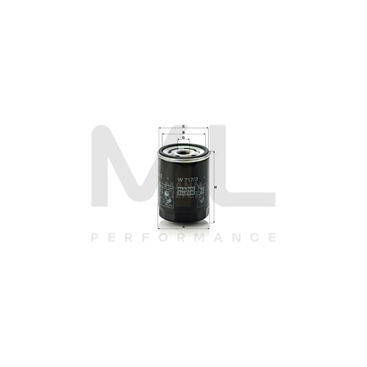 MANN-FILTER W 717/2 Oil Filter Spin-on Filter, with two anti-return valves