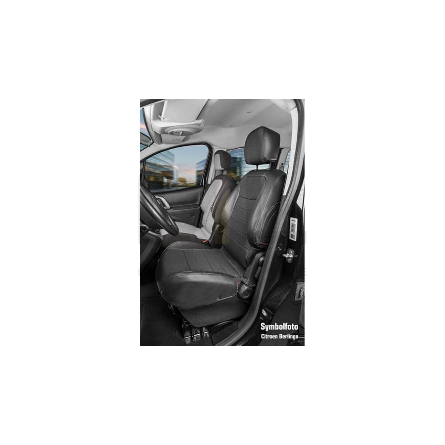WALSER 50297 Car seat cover for VW TRANSPORTER Black, Leatherette, Polyester, Front