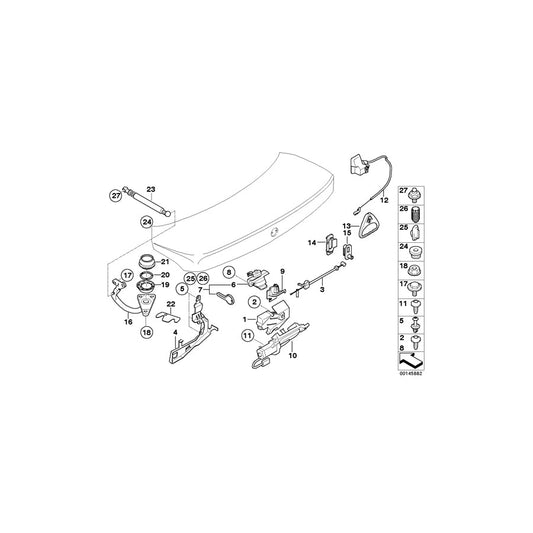 Genuine BMW 51247014871 E66 E65 E67 Bowden Cable, Trunk Lid (Inc. 745Li, 760Li & 760i)