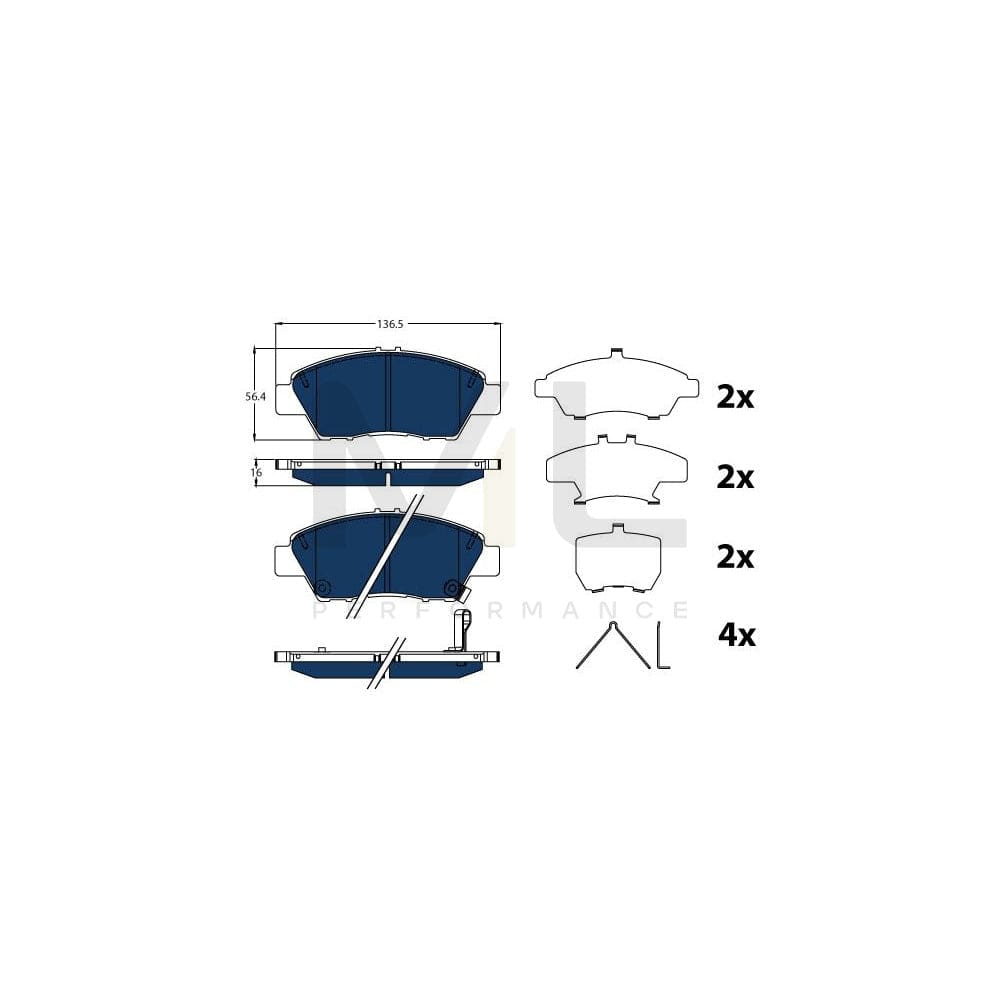 TRW Gdb3493Bte Brake Pad Set With Acoustic Wear Warning, With Accessories