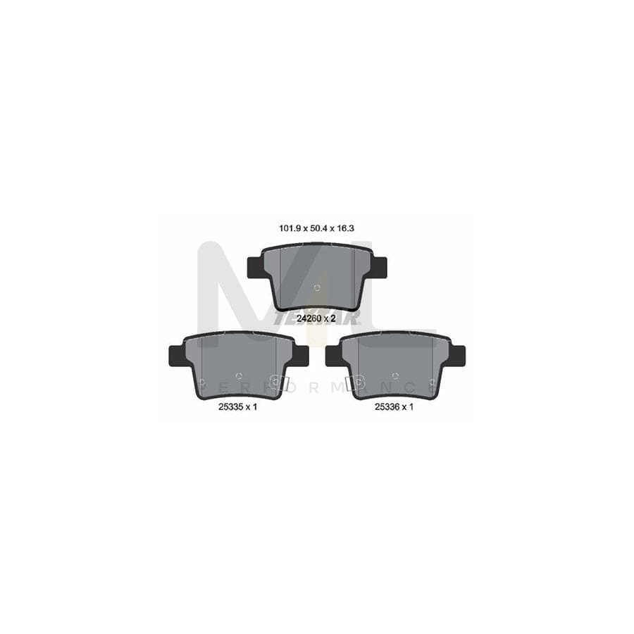 TEXTAR 2426001 Brake pad set not prepared for wear indicator, with brake caliper screws, with accessories