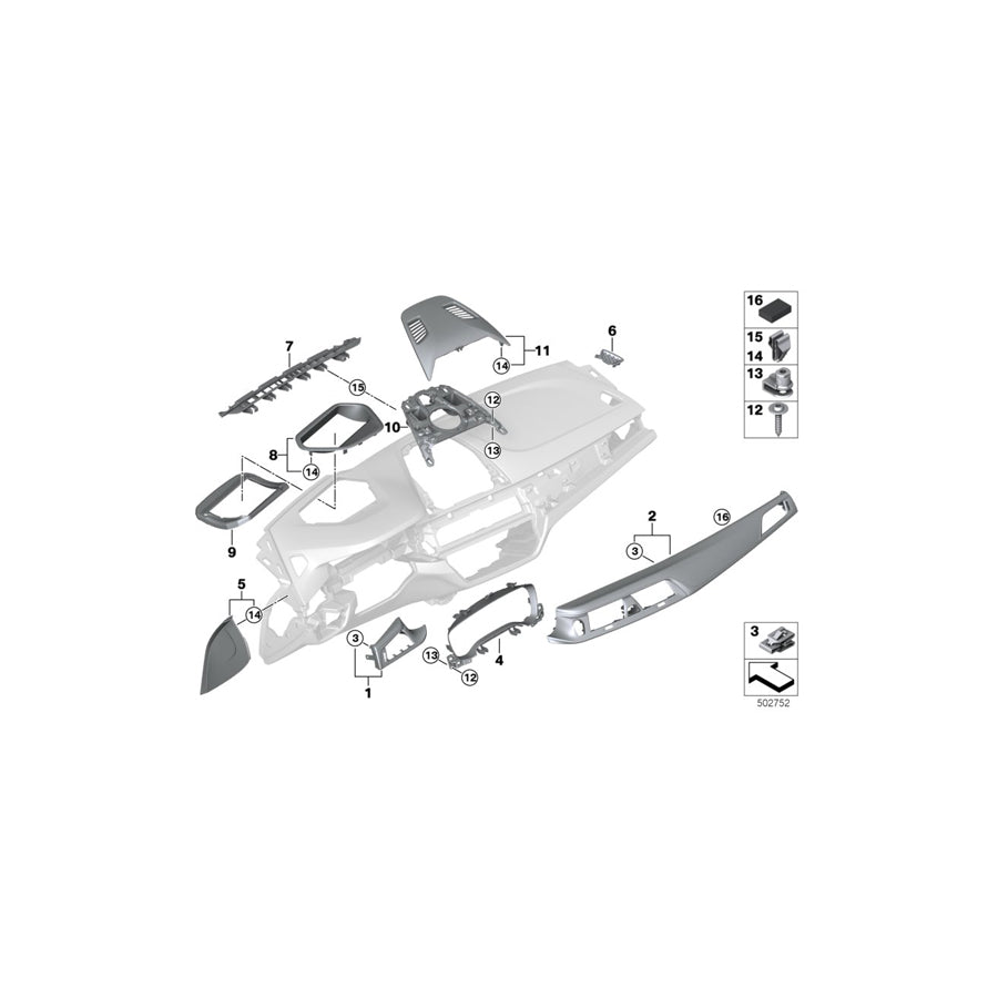 Genuine BMW 51459378565 G31 F90 G30 Trim Piece For Head-Up Display SCHWARZ (Inc. M550dX, M5 & 530d)