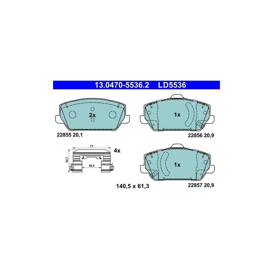ATE 13.0470-5536.2 Brake Pad Set for Hyundai I30