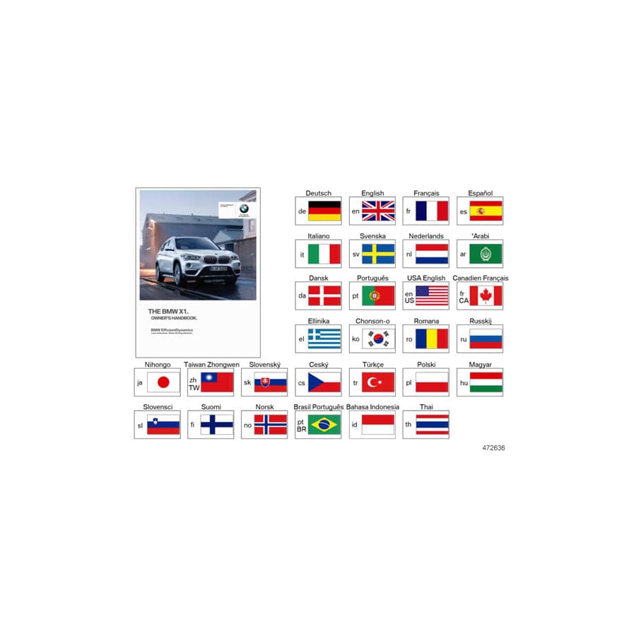 Genuine BMW 01402970348 F48 Owner'S Manual For F48 EN (Inc. X1)