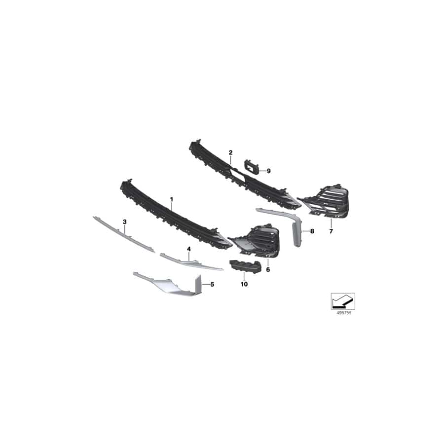Genuine BMW 51117423977 G07 Grill, Center Lower FRR (Inc. X7 50iX, X7 30dX & X7 40iX)