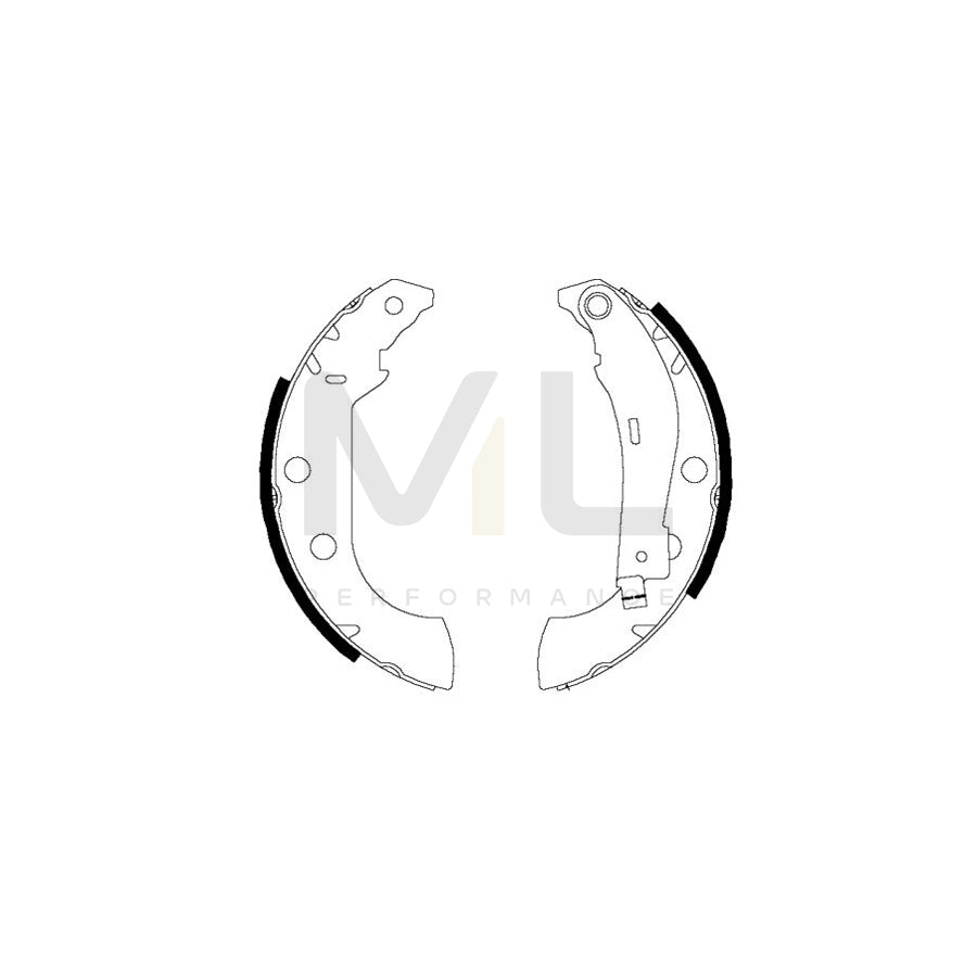 HELLA 8DB 355 002-381 Brake Shoe Set with handbrake lever | ML Performance Car Parts