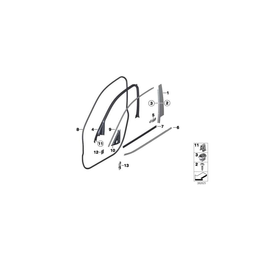 Genuine BMW 51337335613 F26 Seal, Outer Left Mirror Triangle (Inc. X4)