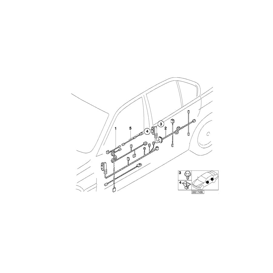 Genuine BMW 61128379050 E36 Wiring Rear Left (Inc. 325tds, 318i & 318is)