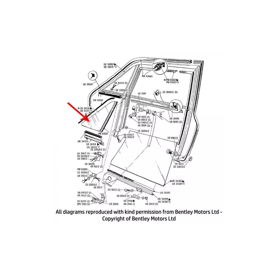 GENUINE Rolls-Royce UB34377 LEFT HAND FRONT QUARTER GLASS (sundym)