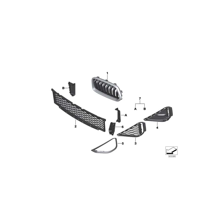 Genuine BMW 51118076678 F39 Grid Lateral Right MPA (Inc. X2 M35iX)