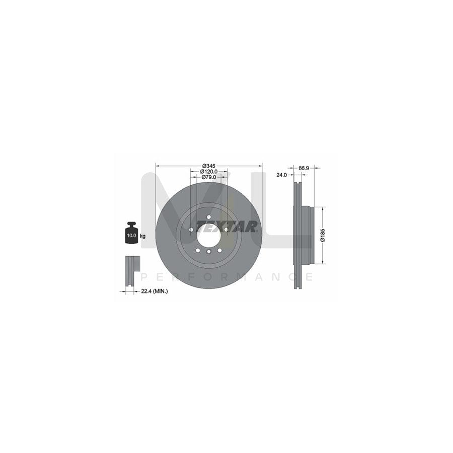 TEXTAR 92123200 Brake Disc for BMW 7 (E65, E66, E67) Externally Vented, without wheel hub, without wheel studs  - 1 piece