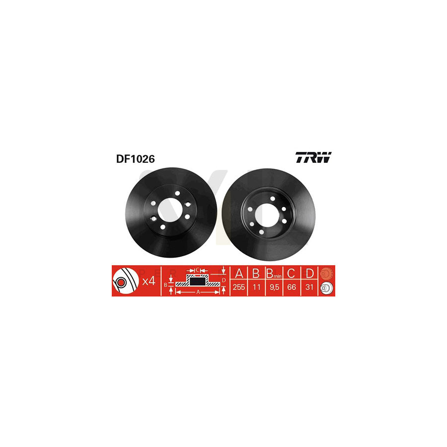 TRW DF1026 Brake Disc Solid  - 1 piece