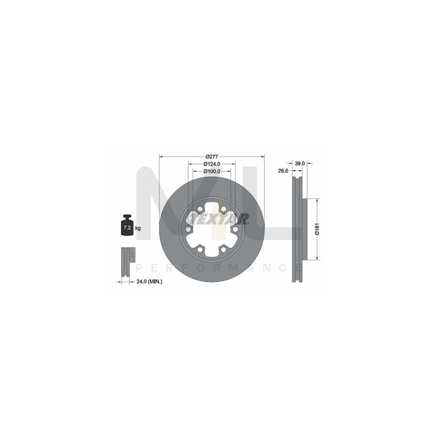 TEXTAR 92059000 Brake Disc Internally Vented, without wheel hub, without wheel studs  - 1 piece