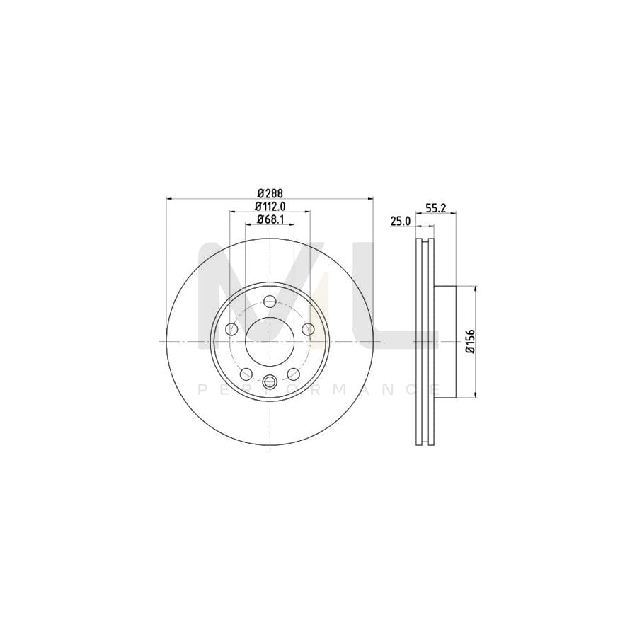 HELLA PRO High Carbon 8DD 355 127-221 Brake Disc Internally Vented, Coated, High-carbon, without wheel hub, without wheel studs | ML Performance Car Parts