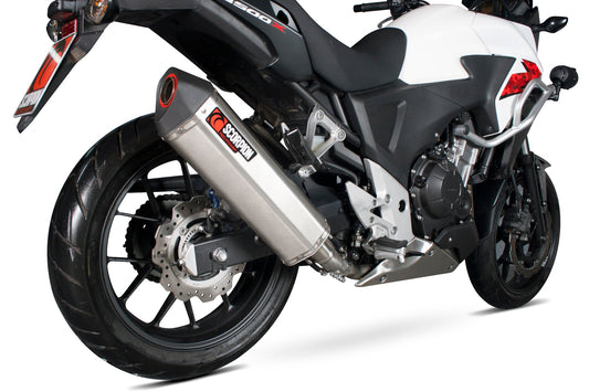 Scorpion RHA160SEO Honda Serket Parallel Slip-On - Brushed Stainless Steel Sleeve (CB500 F / CB500 X) | ML Performance UK UK