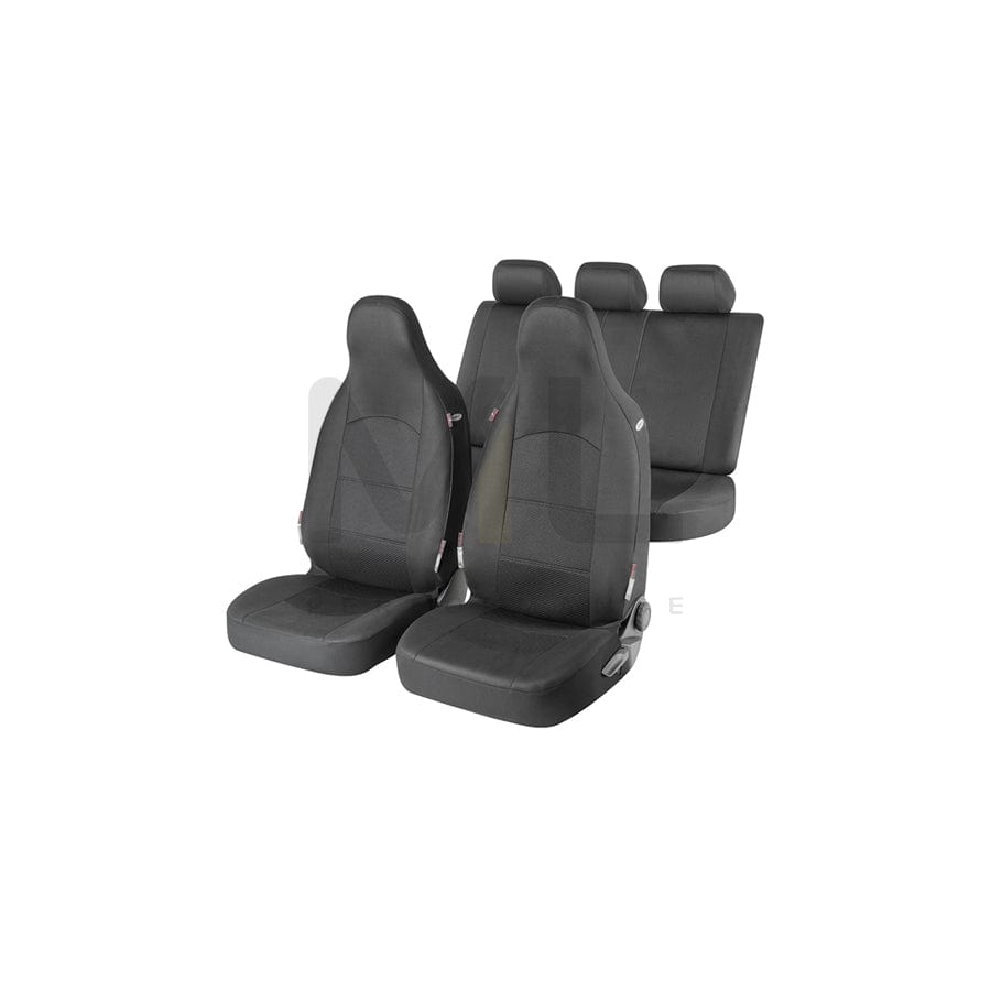 WALSER ZIPP IT Premium 11833 Car seat cover Black, Polyester, Front and Rear