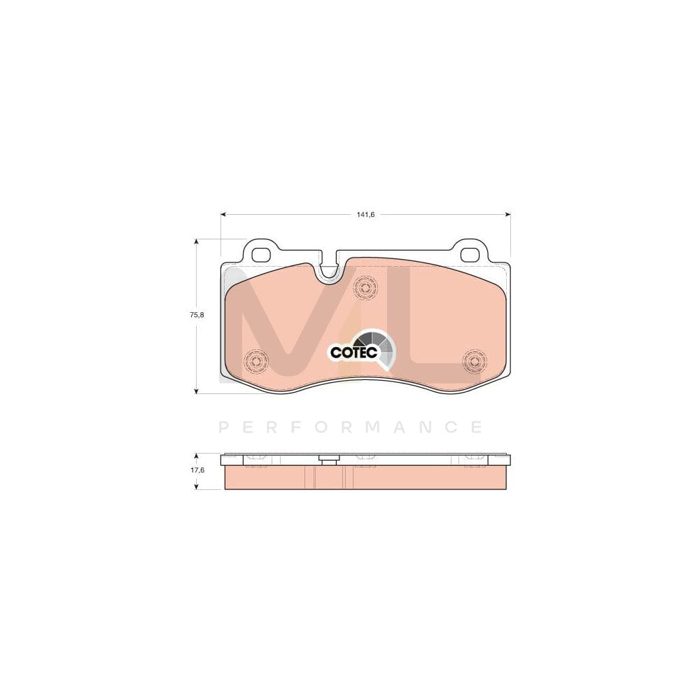 TRW Cotec Gdb1667 Brake Pad Set Prepared For Wear Indicator