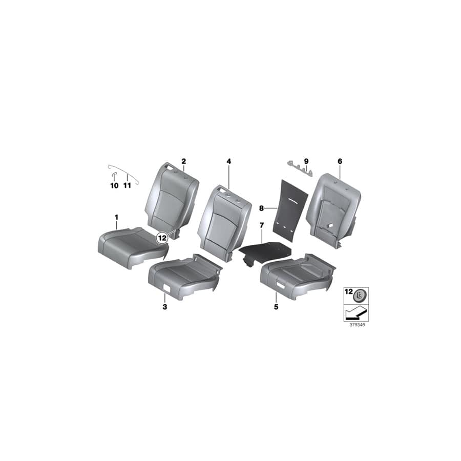 Genuine BMW 52207370678 F07 Leather Cover For Basic Seat Right LCEZ ZIMTBRAUN (Inc. 535d, 550i & 535i)