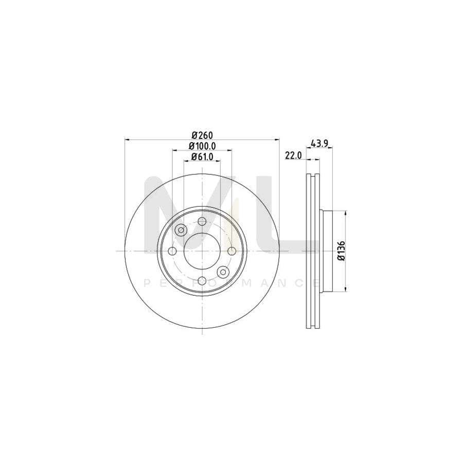 HELLA PRO High Carbon 8DD 355 127-881 Brake Disc Externally Vented, Coated, High-carbon, without wheel hub, without wheel studs | ML Performance Car Parts