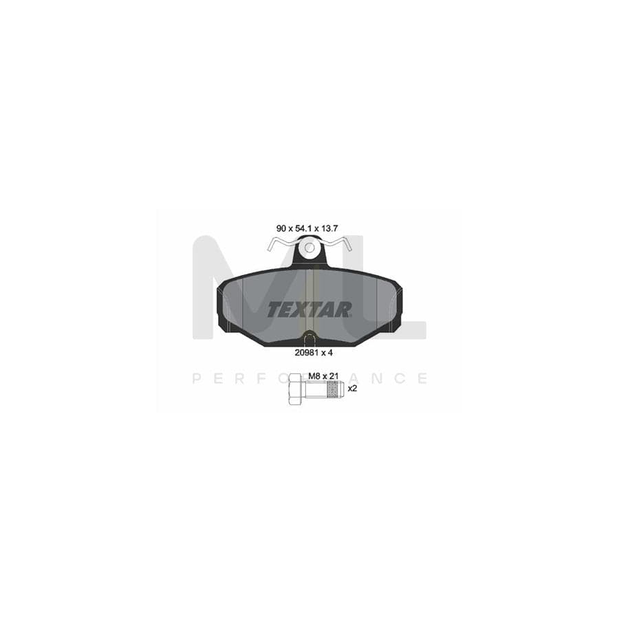TEXTAR 2098101 Brake pad set not prepared for wear indicator, with brake caliper screws