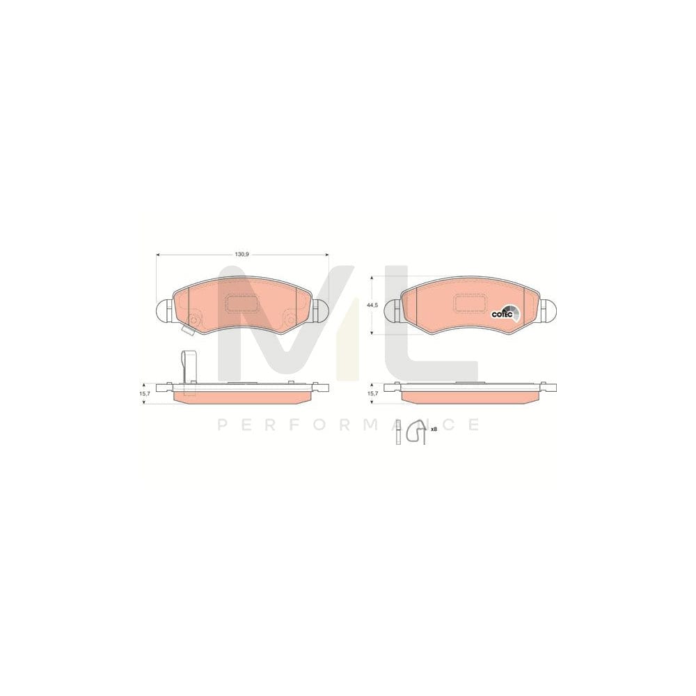 TRW Cotec Gdb3363 Brake Pad Set With Acoustic Wear Warning, With Accessories
