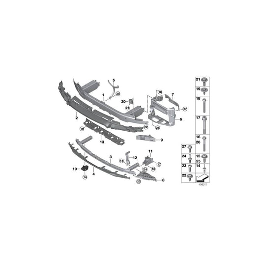 Genuine BMW 51117418224 G30 G31 Mount, Bumper, Front, Lower (Inc. M550iX, 520d ed & 520i)