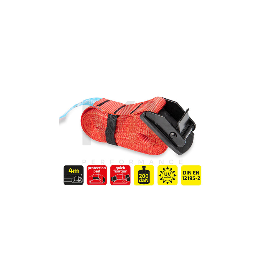 HEYNER 880400 Tie down strap Black, Red, 4 m, 25 mm, 200 kg