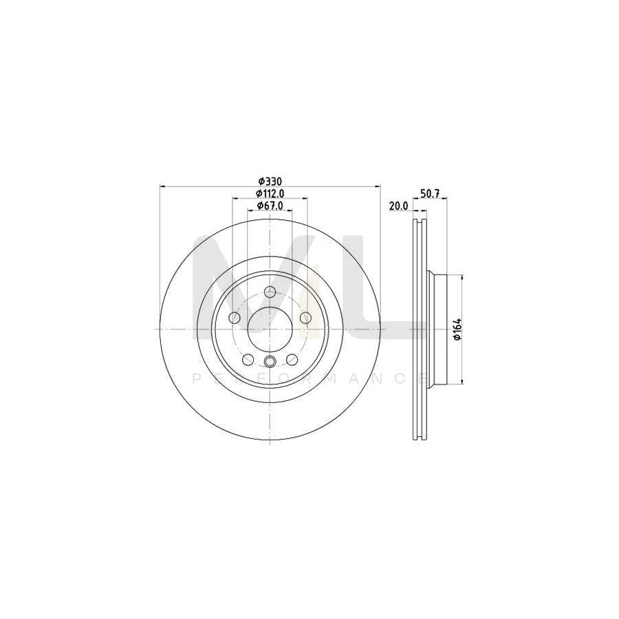 HELLA 8DD 355 132-301 Brake Disc Internally Vented, Coated, High-carbon, without wheel hub, without wheel studs | ML Performance Car Parts