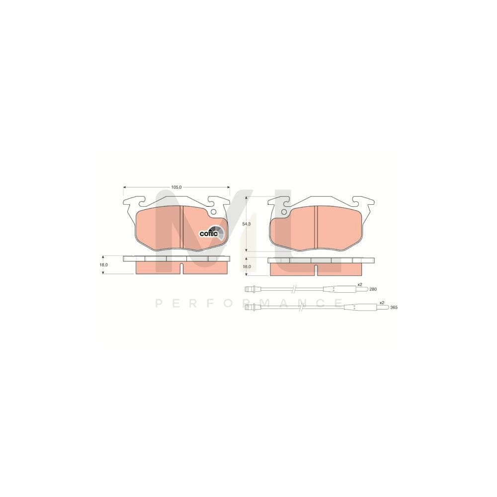 TRW Cotec Gdb1033 Brake Pad Set Incl. Wear Warning Contact