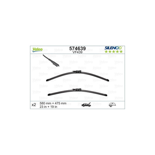 Valeo Silencio Flat Blade Set, Silencio X.Trm 574639 Wiper Blade For Jaguar Xf