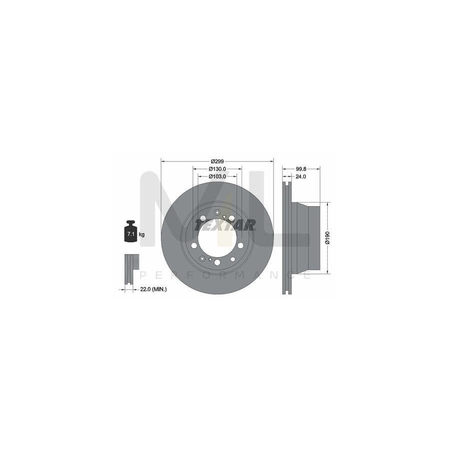 TEXTAR 92052400 Brake Disc Internally Vented, without wheel hub, without wheel studs  - 1 piece