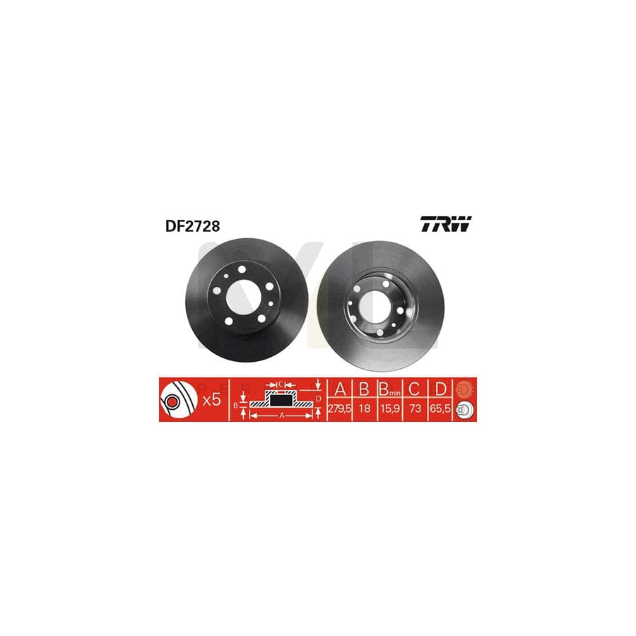 TRW DF2728 Brake Disc Solid, Painted  - 1 piece