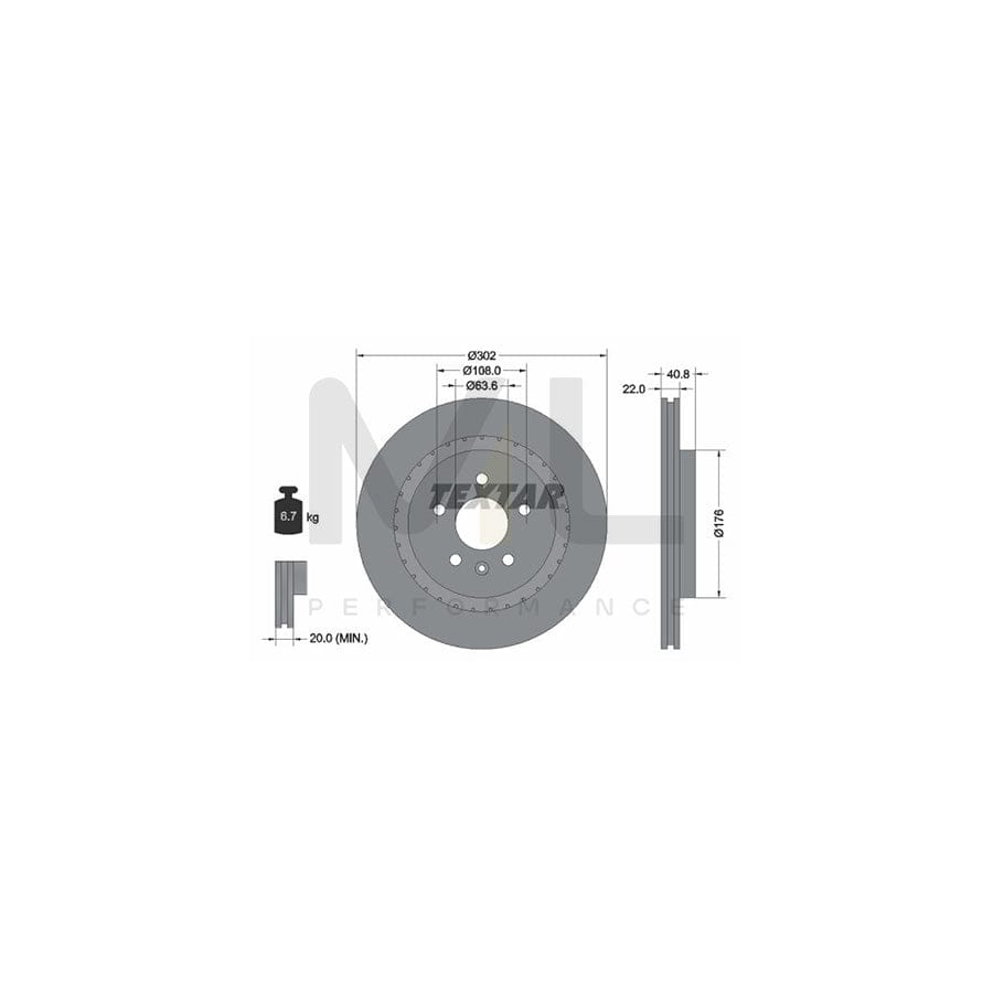 TEXTAR PRO+ 92168305 Brake Disc Externally Vented, Coated, High-carbon, without wheel hub, without wheel studs  - 1 piece