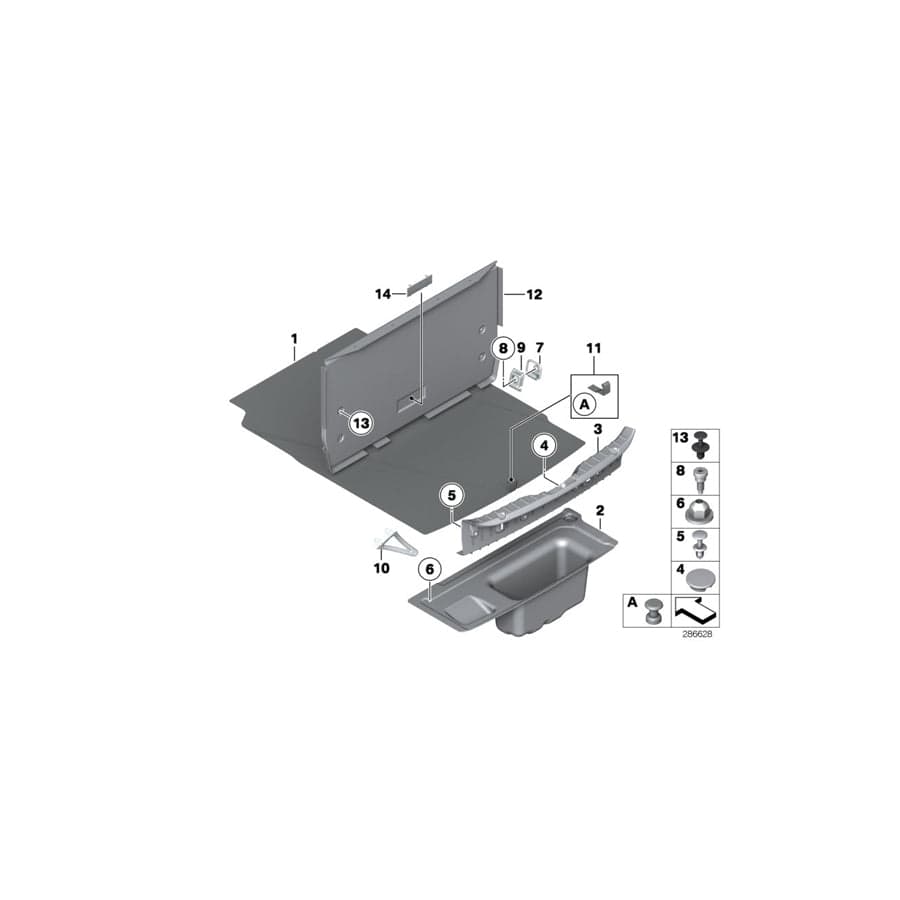 Genuine BMW 51477250076 F10 F10 Trunk Partition Trim Panel (Inc. Hybrid 5)