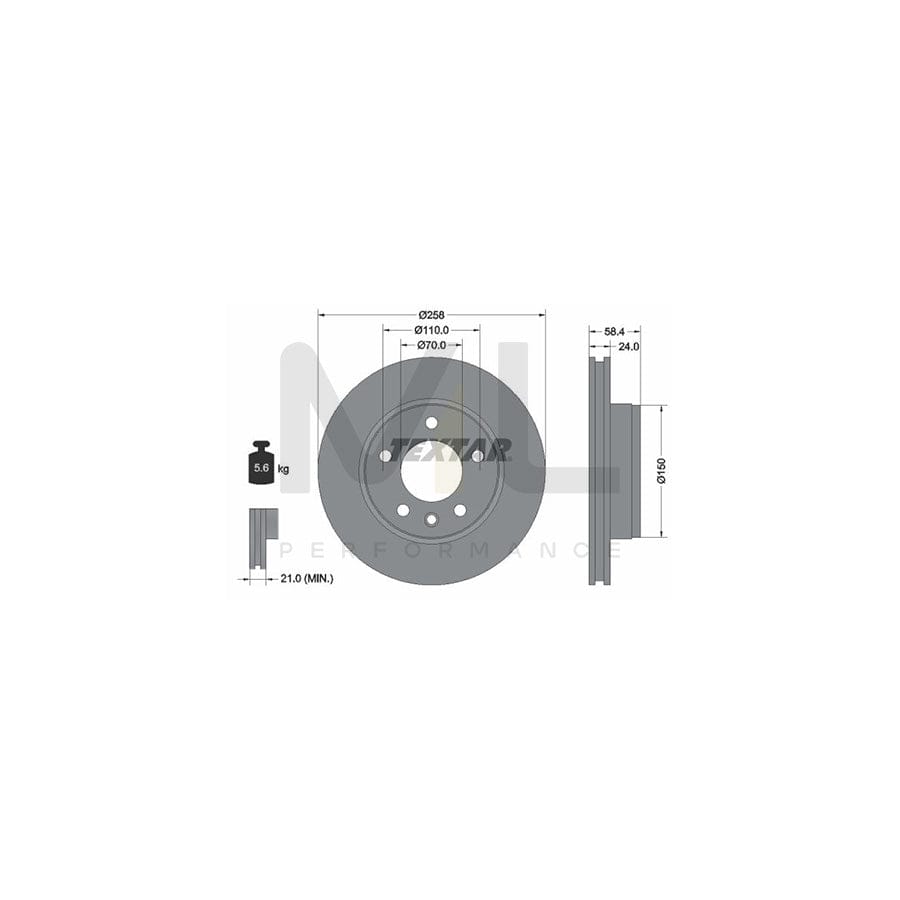 TEXTAR 92038100 Brake Disc Externally Vented, without wheel hub, without wheel studs  - 1 piece