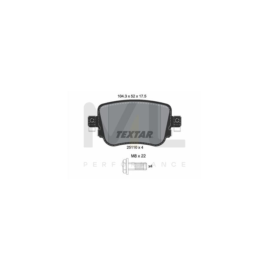 TEXTAR 2511003 Brake pad set not prepared for wear indicator, with brake caliper screws