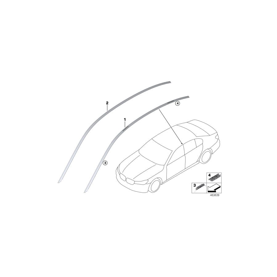 Genuine BMW 51337415677 G32 Finisher, Side Frame Left SCHW. HOCHGLANZ (Inc. 640dX, 620d & 630d)