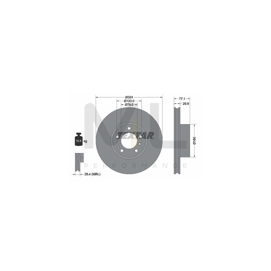 TEXTAR 92058300 Brake Disc Internally Vented, without wheel hub, without wheel studs  - 1 piece