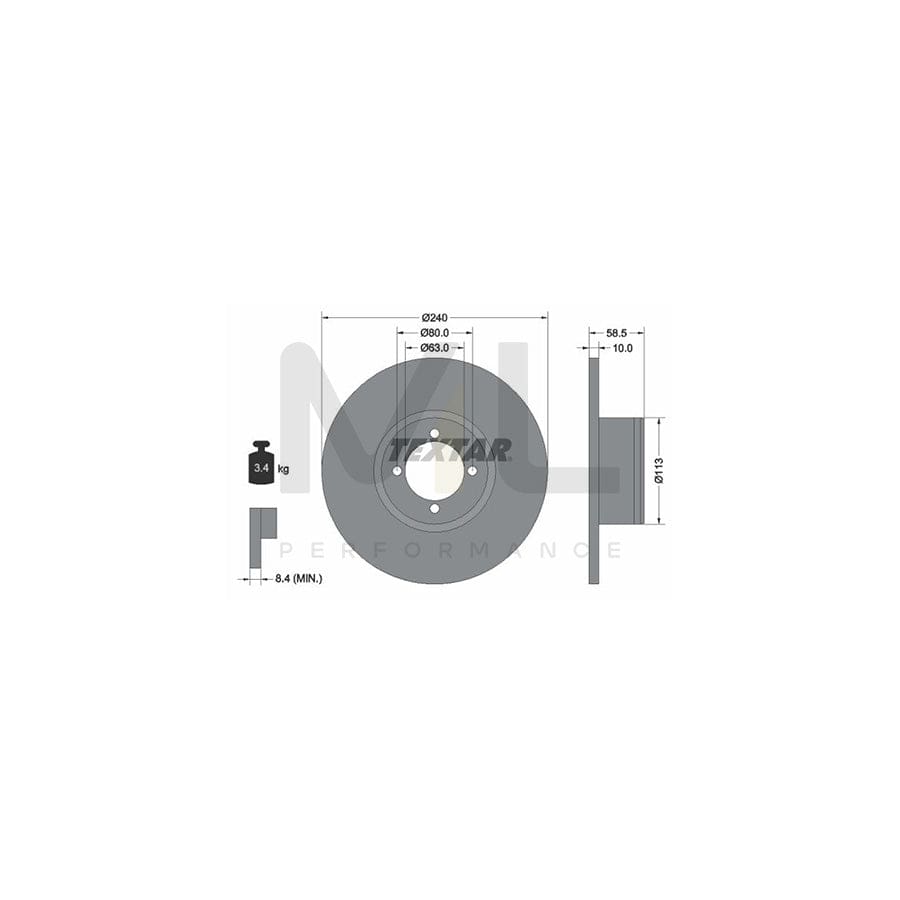 TEXTAR 92001100 Brake Disc Solid, without wheel hub, without wheel studs  - 1 piece